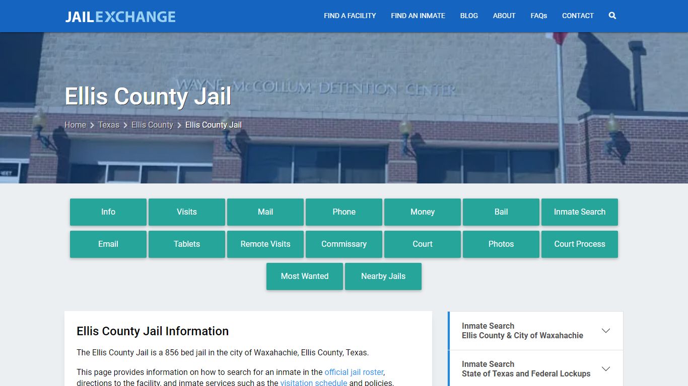 Ellis County Jail, TX Inmate Search, Information